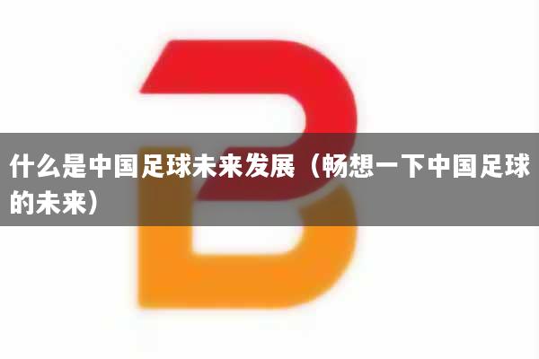 什么是中国足球未来发展（畅想一下中国足球的未来）